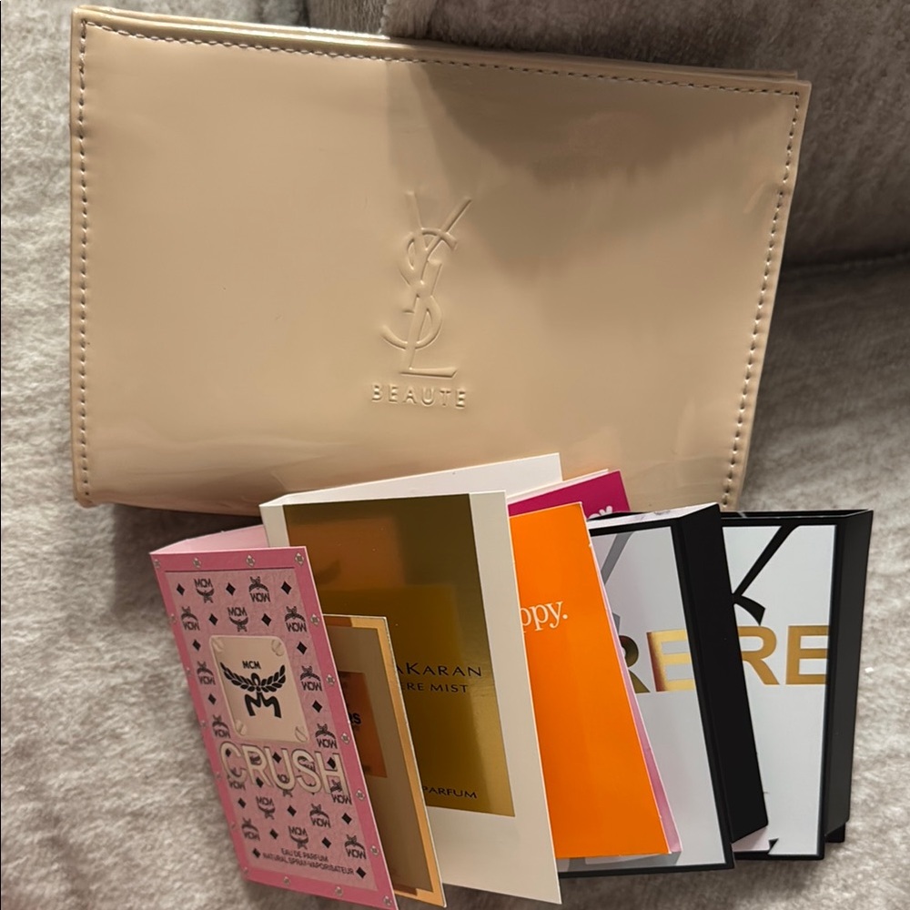 Yves Saint Laurent Cream Cosmetic Bag Elegant Design